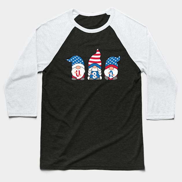 Gnomes Patriotic Baseball T-Shirt by GoshaDron